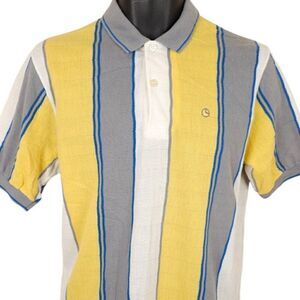 Goldlion Polo Shirt Mens Size Small Gray Yellow Luxury Brand